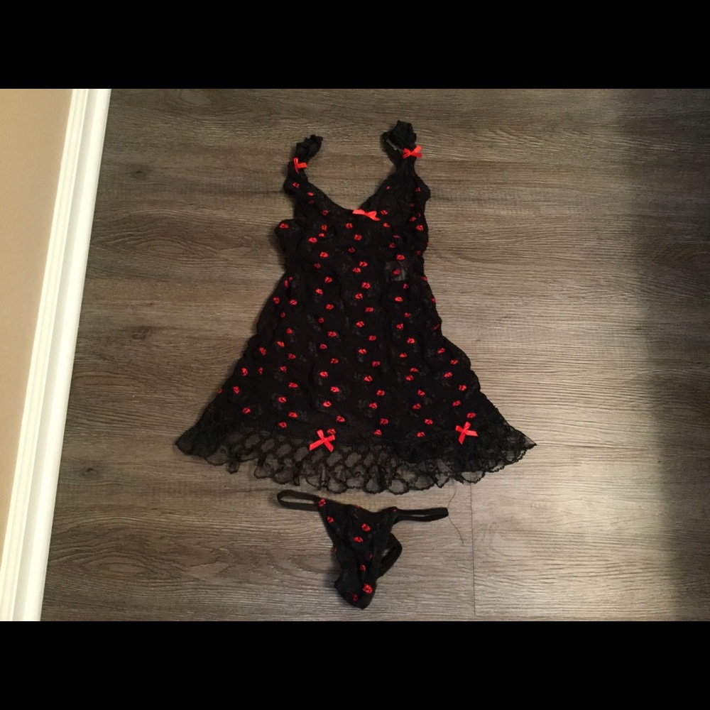 Black and red teddy with thong